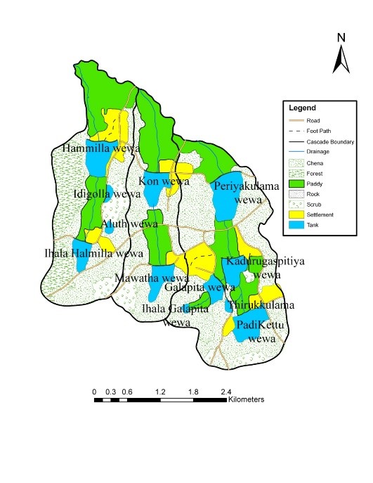 A Selected Tank Cascade cluster in the Middle Malwathu Oya Basin